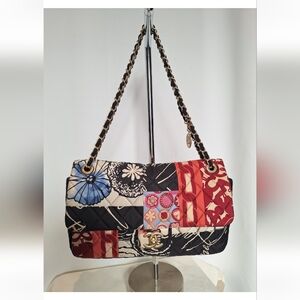 Chanel Quilted Patchwork Red and Blue Single Flap Purse